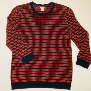JCrew cropped sleeve patterned knit sweater.